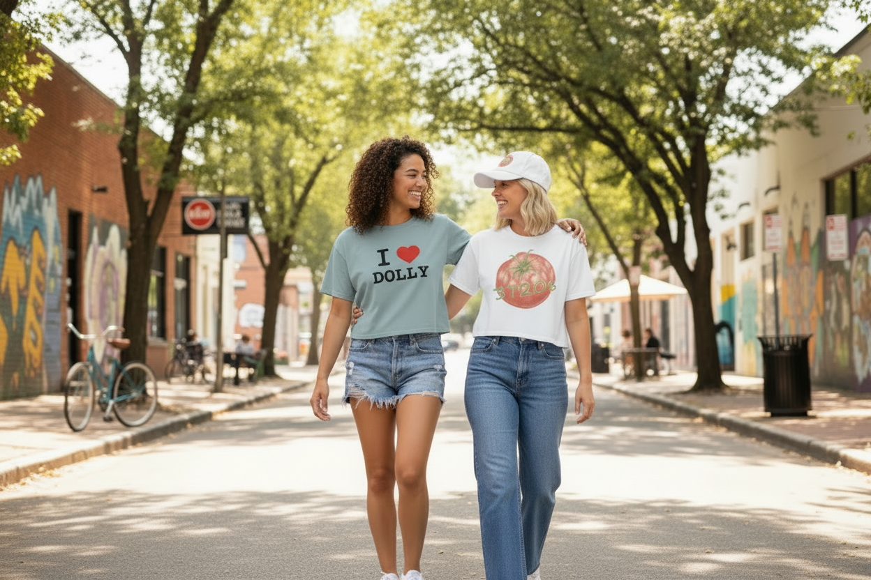 East Nashville Hero - White Crop Top